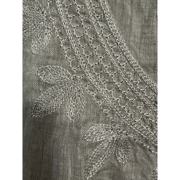 Saks Fifth Avenue 100% Silk tunic hook front embroidered gray size large - Picture 6 of 11